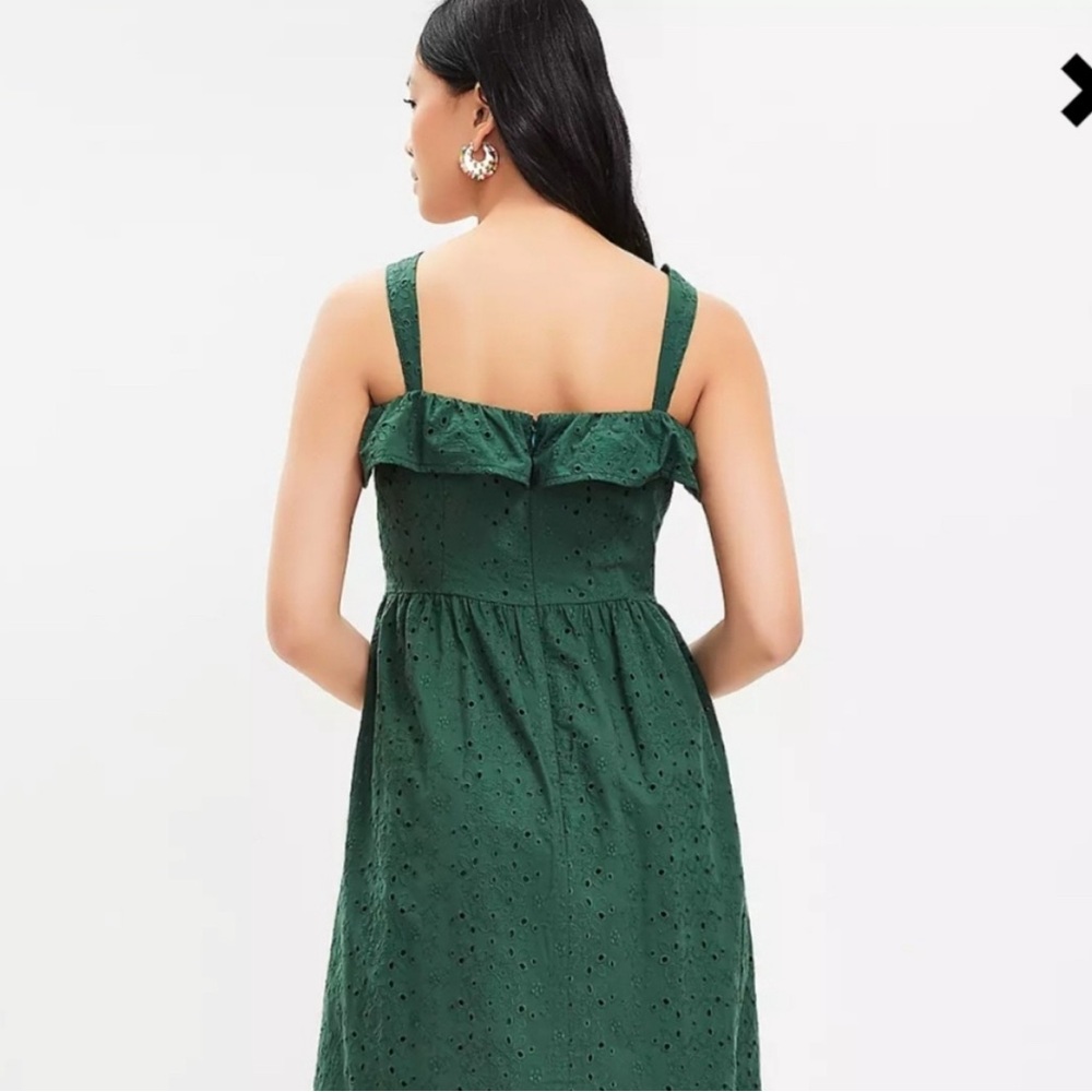 LOFT Green Ruffle Dress - Picture 2 of 8